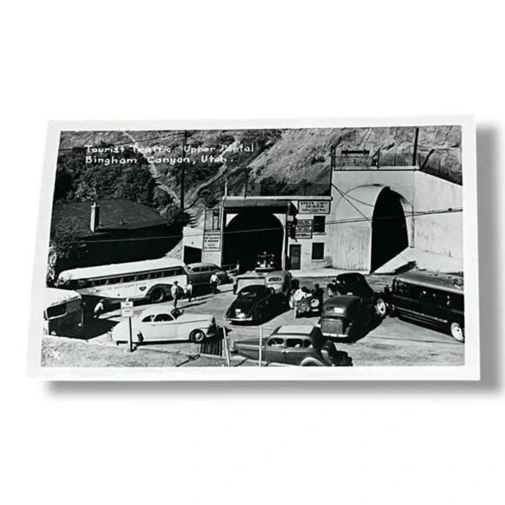 Postcard RPPC Tourist Traffic Upper Portal Bingham Canyon Utah 1930s Cars C333